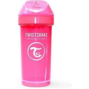 Twistshake Kid Cup Vaso de Aprendizaje para Beber con Antiderrame Boquilla y Mezclador de Frutas 360 ml, Taza de Entrenamiento para Sorber para Bebé, Sin BPA, 12+ Meses, Rosa Pastel