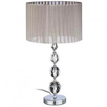 Lámpara de Mesa Relaxdays, Cristal y Metal, Diseño Original con Bolas, Tulipa Redonda, 53 x 29,5 x 29,5 cm, Gris-Plateado