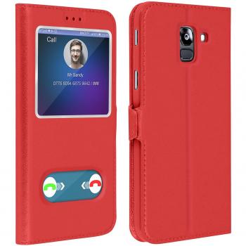 Funda Samsung Galaxy J6 con doble ventana Carcasa de silicona - Rojo