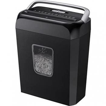 Bonsaii Trituradora de papel de corte cruzado de 6 hojas para tarjetas de crédito, trituradora para usuarios domésticos y de oficinas pequeñas, diseño de asa portátil con papelera de 13 l