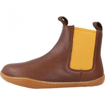 Botines de piel para niños Camper Peu Cami marrón con elásticos