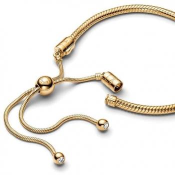 Brazalete Pandora Cadena de Serpiente Dorado con Cierre Deslizante | 28 cm | Moments