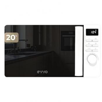 Microondas EVVO M20 Blanco Espejo, 20L, Grill 800W, Multifunción, Temporizador 60 Minutos