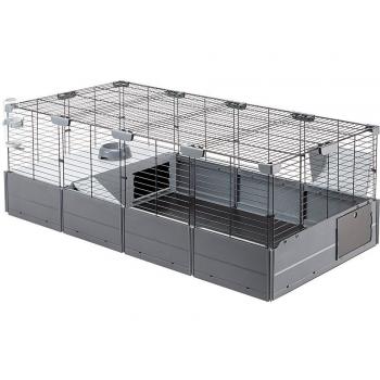 Ferplast Multipla Maxi Cage for Small Animals - Gray: 142.5 x 72 x 50 cm (L x W x H), Modular Metal Mesh and Recycled Plastic with Accessories