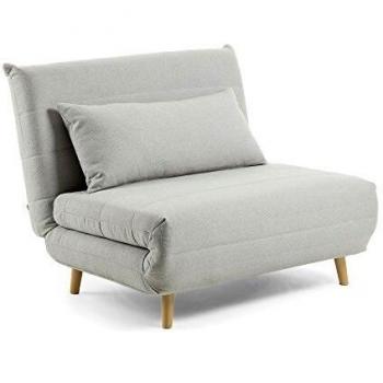 Kave Home - Sofá Cama Susan de 2 plazas Gris Claro tapizado con Patas de Madera Maciza de Pino y cojín