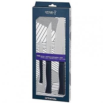 Opinel Intempora Professional Three-Piece Kitchen Knife Set with Stainless Steel Blades and Polymer Handles