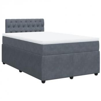 Cama box spring con colchón terciopelo gris oscuro 120x190 cm