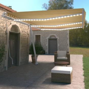 Toldo manual retráctil con LED amarillo y blanco 600x350 cm Vidaxl Amarillo
