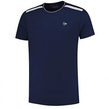 Camiseta de Manga Corta Dunlop Crew para Hombre - Azul Oscuro y Blanco, Camiseta de Manga Larga Dunlop Club, Camiseta de Tenis Dunlop Club para Hombre en Navy/Blanco, Talla XL