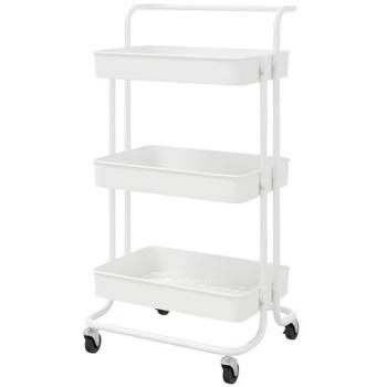 Carrito Utilitario Plegable de 3 Niveles con Ruedas para Cocina y Hogar - Estante Servidor Blanco 42 x 38 x 84 cm