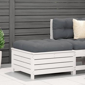 Reposapiés de jardín con almohada de madera maciza de pino blanco Vidaxl Blanco