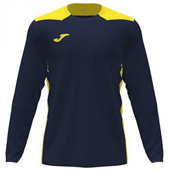 Camiseta de manga larga para hombre Joma Championship VI en color marino con detalles en amarillo flúor
