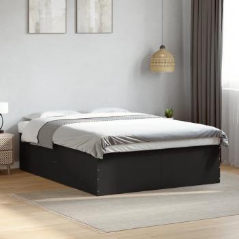 Cama de madera multicapa negra 150x200 cm Woodrloom