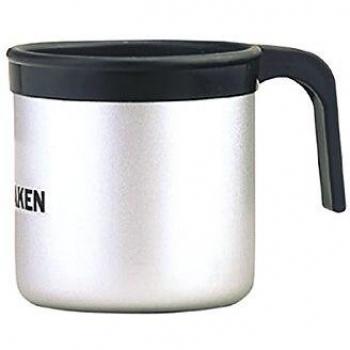 Laken 8.41254E+12 Taza de Aluminio con Borde de Plástico Negro y Asa 0,4L, Adultos Unisex, Gris Claro, 1 Unidad