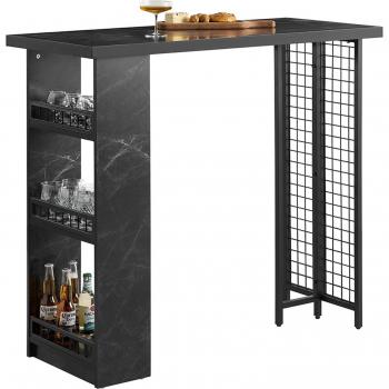 SoBuy FWT100-SCH Mesa Alta de Bar y Comedor con 3 Baldas, Color Negro, Dimensiones 120 x 50 x 105 cm
