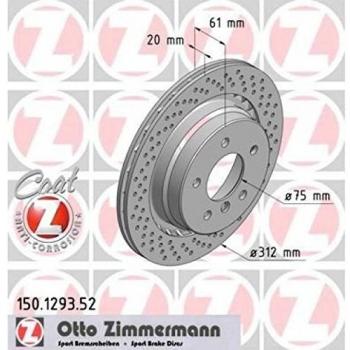 Disco de freno trasero derecho ZIMMERMANN 150.1293.52 para BMW Z3, M3