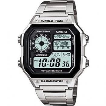 Casio Digital World Time Men's Watch with 10 ATM Water Resistance and Multi-Functionality AE-1200WHD-1AVDF