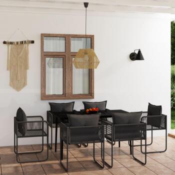 vidaXL 7-Piece Black Garden Dining Set