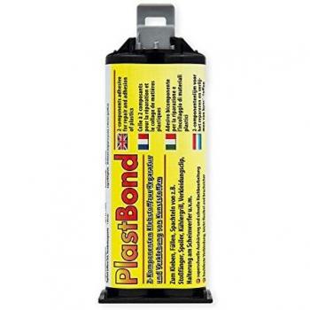 Kit de reparación de plásticos PETEC PlastBond 50 ml, adhesivo universal, resistente a temperaturas -40°C a +140°C, revernissable y resistente al aceite