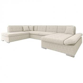 Sofá rinconero Comfivo 150 con función de descanso y caja de ropa de cama, dimensiones 345 x 205 x 76 cm, color marrón claro