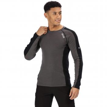 Regatta Beru - Capa Base de Lana de Merino para Hombre, Supersuave, Control de olores, Manga Larga, Capa Base Superior, Hombre, Capa de Base, RMU027 3DD60, Imán/Negro, M