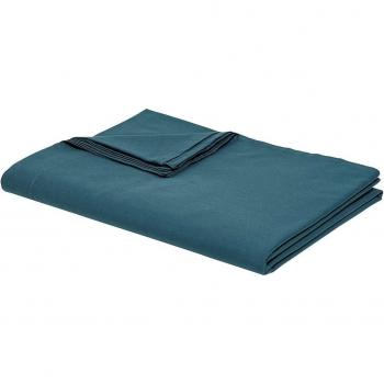 Sábana Plana de Algodón para Cama Doble Esencial - 240 x 300 cm - Color Azul Paon