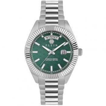 Philipp Plein Rock Couture Men's 42mm Analog Quartz Watch with Day-Date Function and Stainless Steel Strap