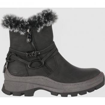 Botines planos de mujer Chika10 con detalle de hebillas y cierre de cremallera, modelo CHIKA 10 ESCARCHA 01, color negro, con interior de pelo