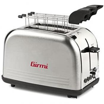 Tostadora Girmi TP57 800W Acero Inoxidable, 8 Niveles de Cocción, Temporizador, Apagado Automático y Ranuras Amplias