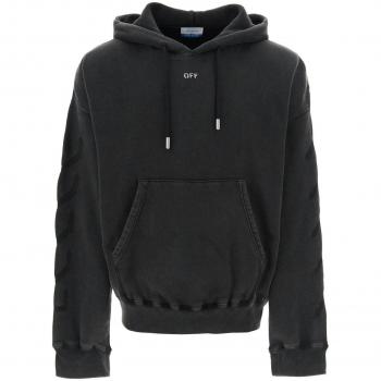 Off-White Men's Logo Cotton Hoodie in Black | Size Medium | OMBB118C99FLE002