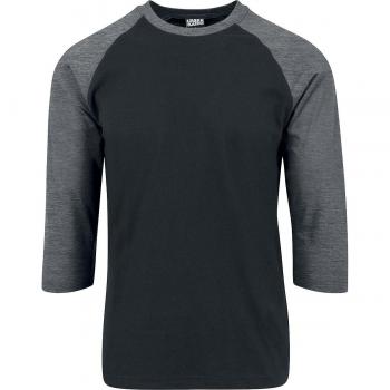 Urban Classics Men's Contrast 3/4 Sleeve Raglan Tee - Black/Charcoal, Sizes S to 5XL
