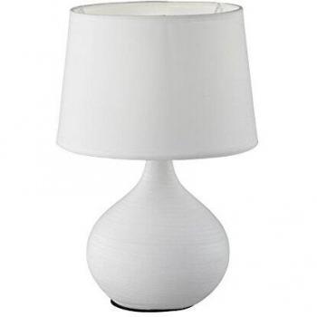 Lámpara de mesa moderna Martin 1xE14 con base de cerámica blanca y pantalla cónica redonda