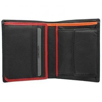 Visconti Colección Bond DR NO Cartera Compacta de Cuero para Hombre BD22 Negro/Naranja