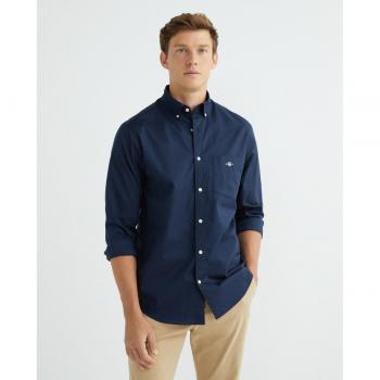 GANT Mens Regular Fit Long Sleeve Poplin Shirt - Navy - Size S
