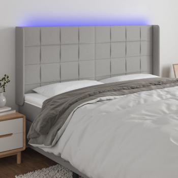 Cabecero LED de Tela Gris Claro 183x16x118/128 cm