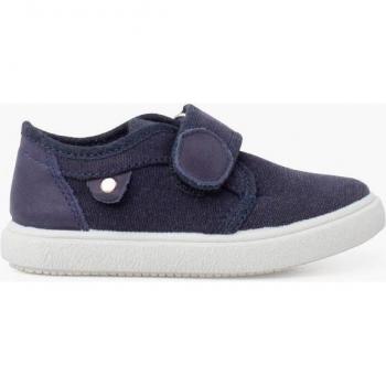 Zapatillas de lona para niño con cierre adherente y detalle en piel