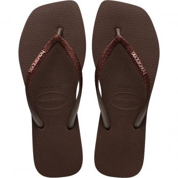 Havaianas - Chanclas de baño de mujer Square Glitter Havaianas, color marrón oscuro