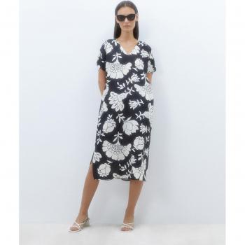 Vestido estampado de mujer con cuello caja