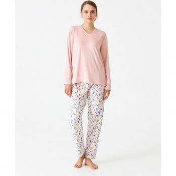 Pijama de mujer largo combinado en terciopelo