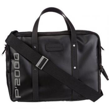 Porsche Design Briefbag - Bolso de hombro de cuero unisex, color negro, talla 30x41x13 cm