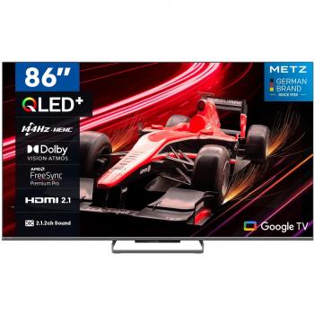 Televisor Metz 86 QLED 4K 144Hz Google TV con Dolby Atmos y Dolby Vision, ALLM, HDR10+, MEMC, 3×HDMI, 2×USB