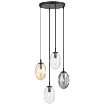 Lámpara de Suspensión Astral EPIKASA - Acero con recubrimiento de polvo, Vidrio, Negro y Oro, 40x100x40 cm