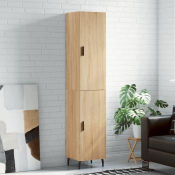 Aparador alto de madera contrachapada 34,5x34x180 cm con 1 puerta, mueble de almacenaje para salón, buffet y armario auxiliar en color roble Sonoma