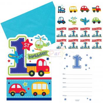 Todos a Bordo para Primer Cumpleaños Invitaciones y Sobres