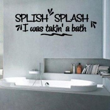 Supertogether - Adhesivo decorativo para pared, diseño con texto en inglés Splish Splash I was takin' a bath, beige, L 50 cm x 164 cm