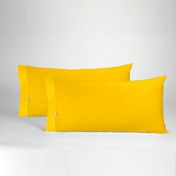 Pack de 2 Fundas de Almohada Mostaza - 45x90 cm (1 Boca) - 50% Algodón / 50% Poliéster - Suaves y Resistentes