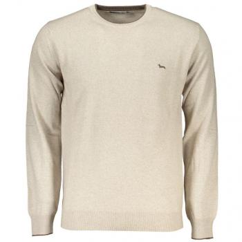Beige Embroidered Luxury Crew Neck Sweater - 3XL