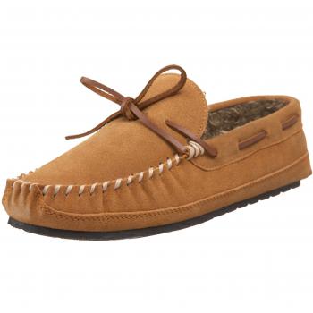 Minnetonka Men's Casey Hardsole Moccasin Slippers - Beige (Cinnamon)