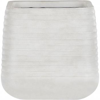 Maceta grande de exterior Beliani Parikia en poli resina blancuzca, cuadrada, 50 x 49 cm, resistente a rayos UV