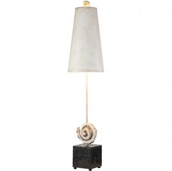 Lámpara de mesa Elstead Swirl en blanco antiguo, con acabado en blanco hueso y negro